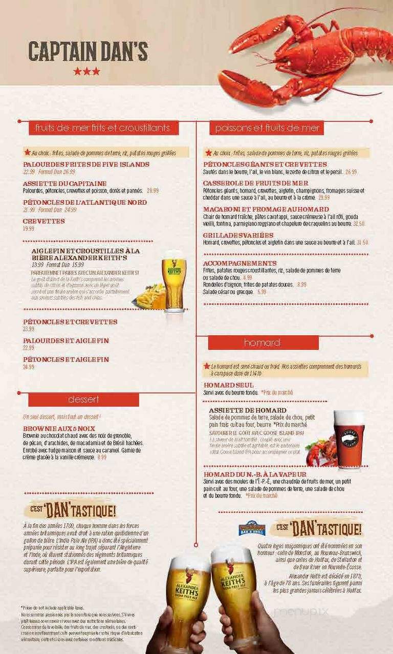 Captain Dan's Bar & Grill - Pointe-Du-Chene, NB menu_pic