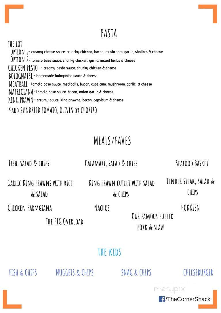 A One Corner Restaurant - Tamworth, ON menu_pic