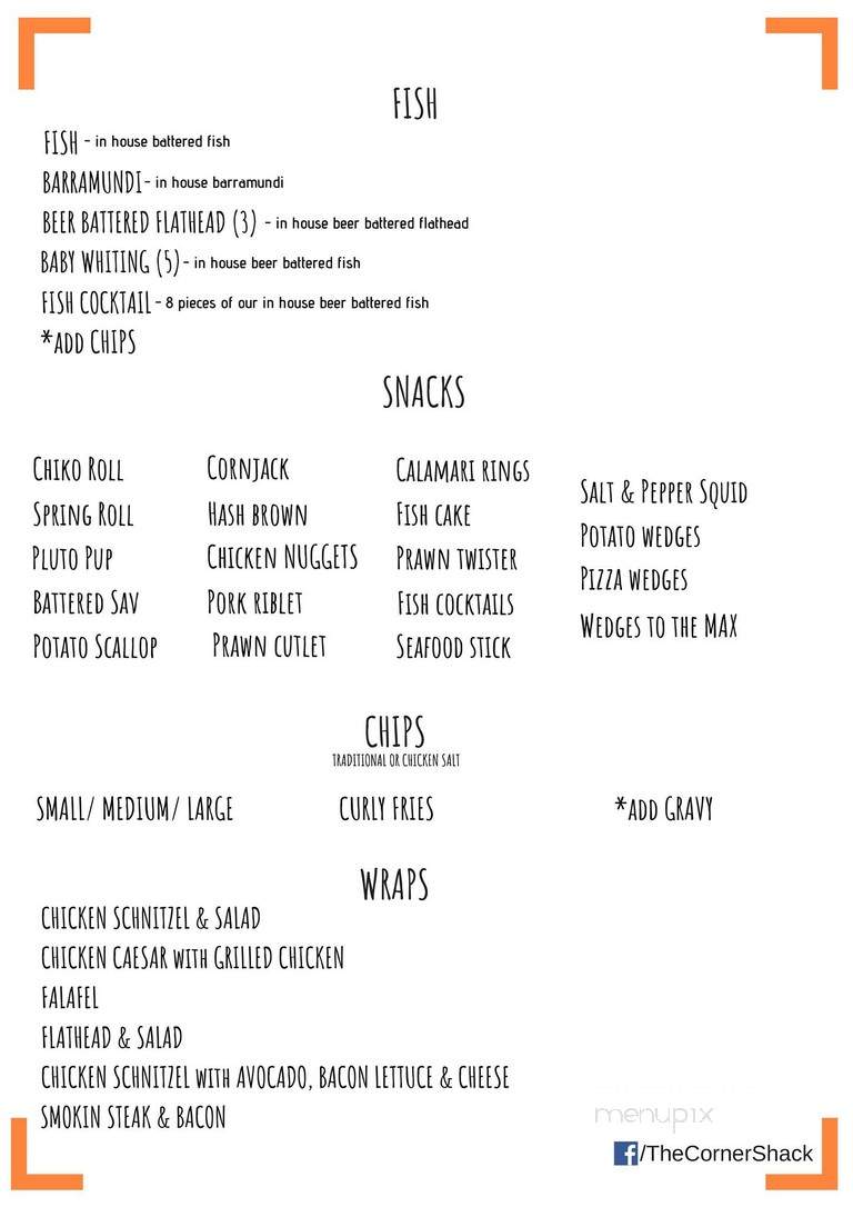 A One Corner Restaurant - Tamworth, ON menu_pic