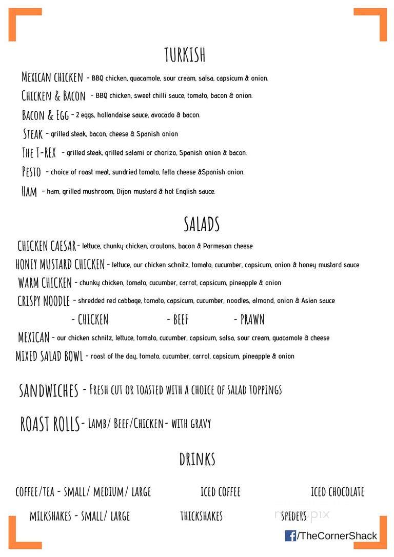 A One Corner Restaurant - Tamworth, ON menu_pic