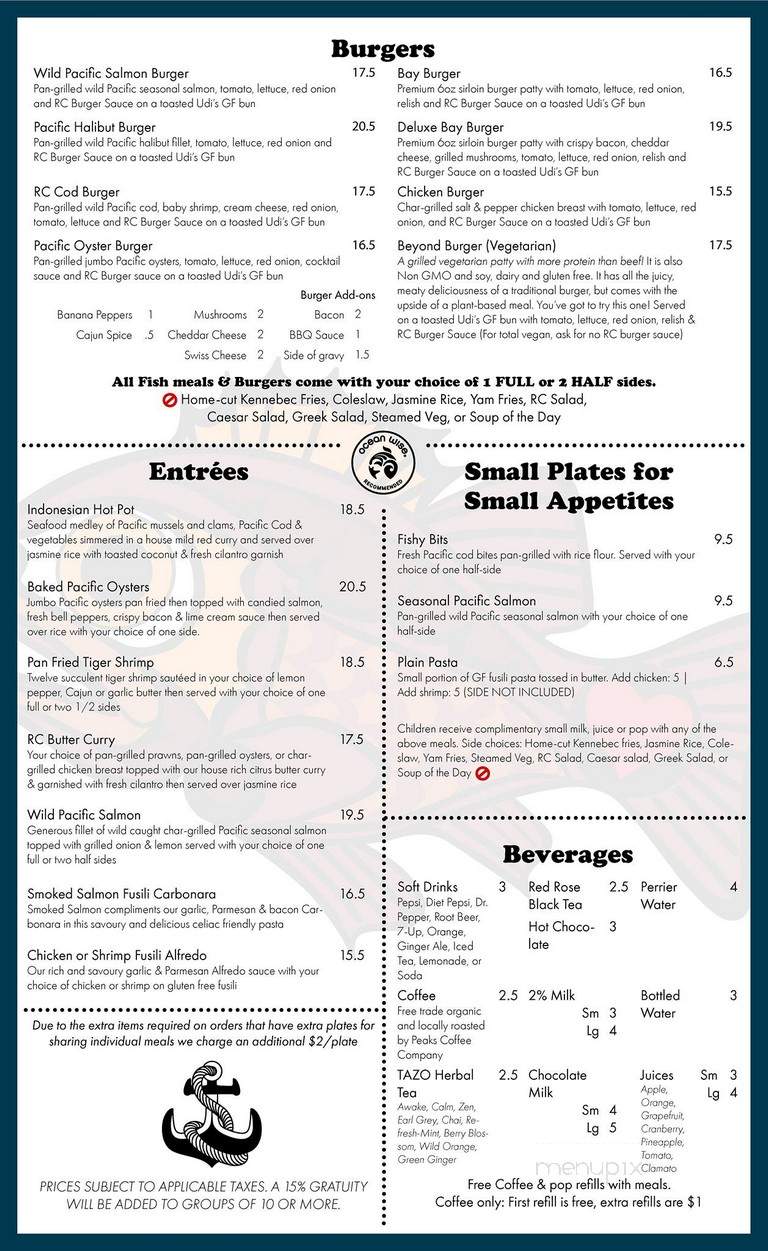 Rock Cod Cafe - Cowichan Valley, BC menu_pic
