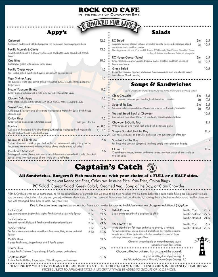 Rock Cod Cafe - Cowichan Valley, BC menu_pic
