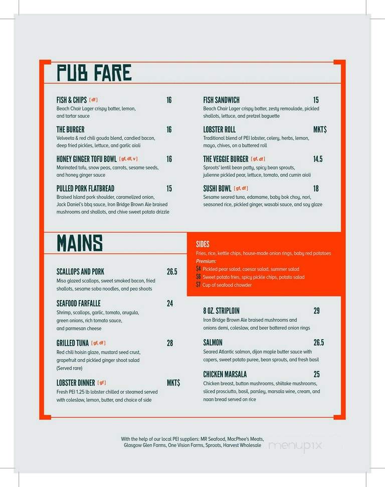 Fishbones Oyster Bar & Seafood Grill - Charlottetown, PE menu_pic