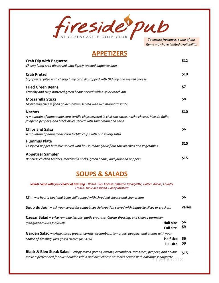 The Fireside Pub - Ottawa, ON menu_pic