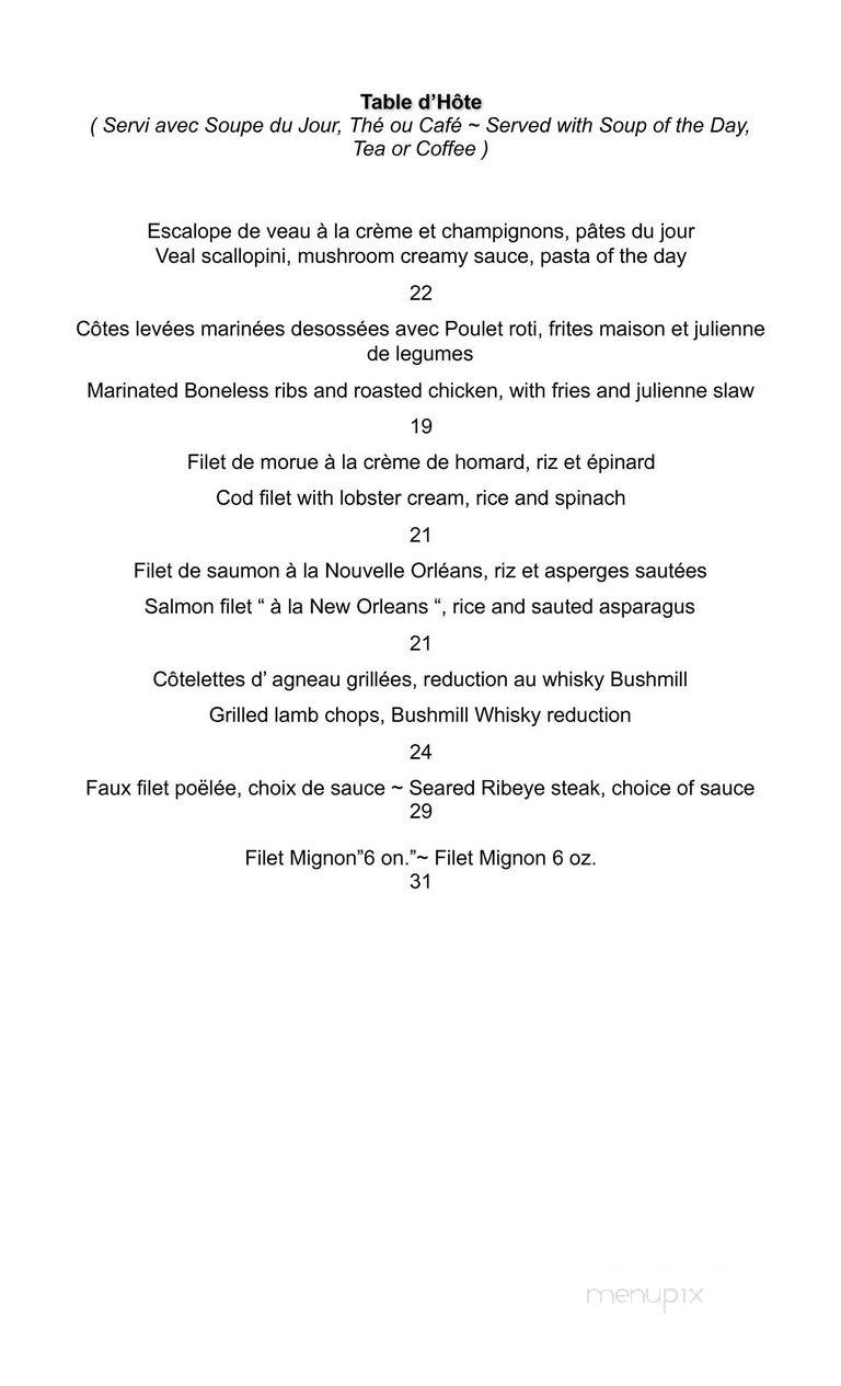 Restaurant Rube Inc - Rigaud, QC menu_pic