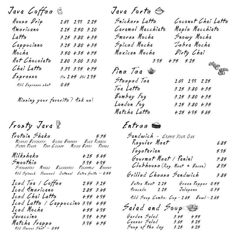Java Hut - Surrey, BC menu_pic