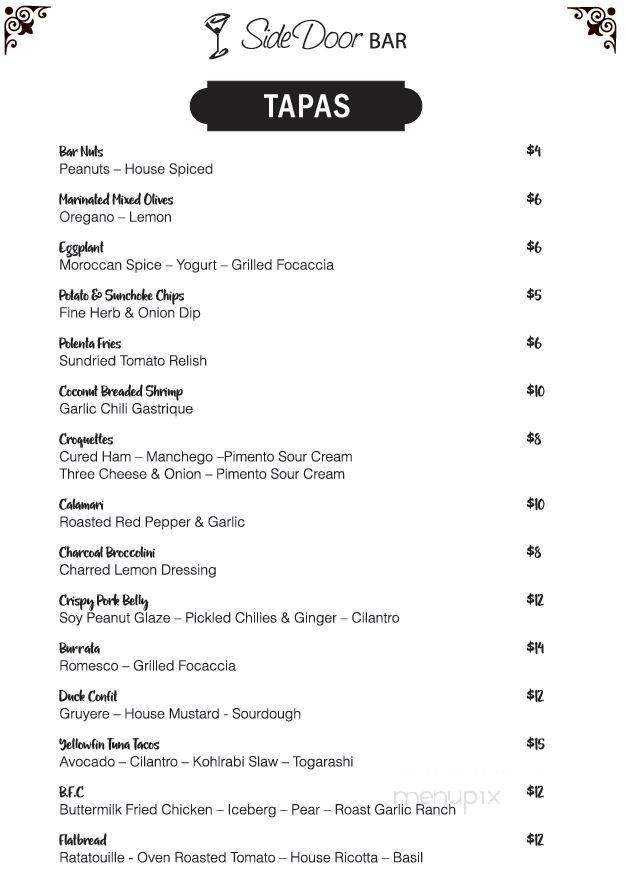The Side Door Cafe - Barrie, ON menu_pic
