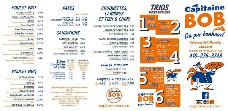 Capitaine Bob Inc - Roberval, QC menu_pic
