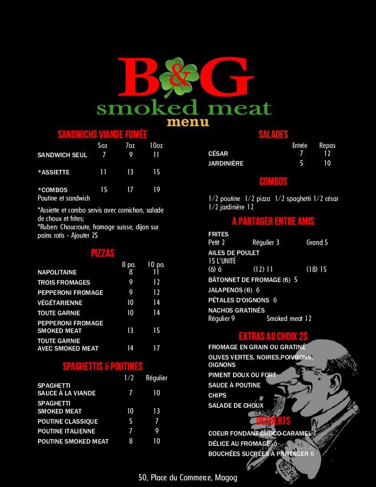 B&G Smoked Meat - Magog, QC menu_pic
