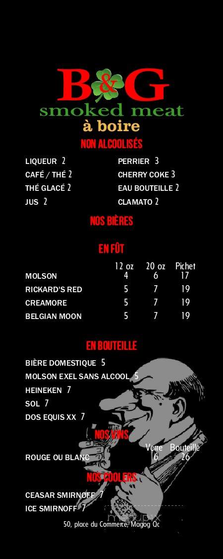 B&G Smoked Meat - Magog, QC menu_pic