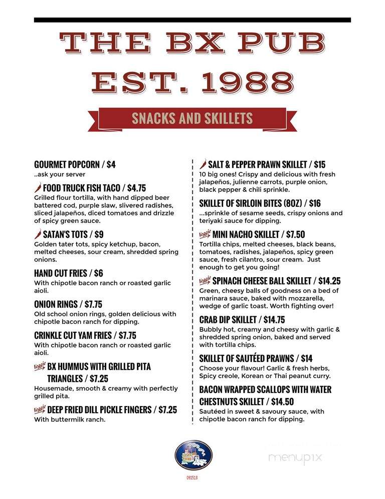 Bx Neighborhood Pub - Prince George, BC menu_pic