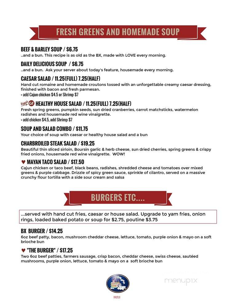 Bx Neighborhood Pub - Prince George, BC menu_pic
