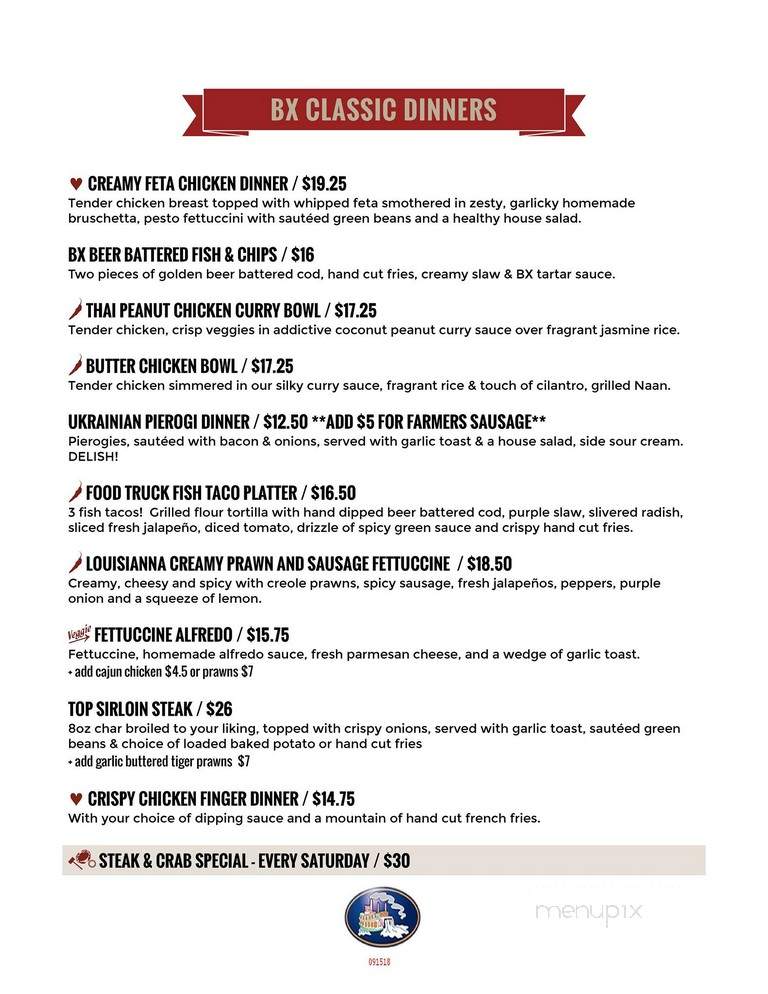 Bx Neighborhood Pub - Prince George, BC menu_pic