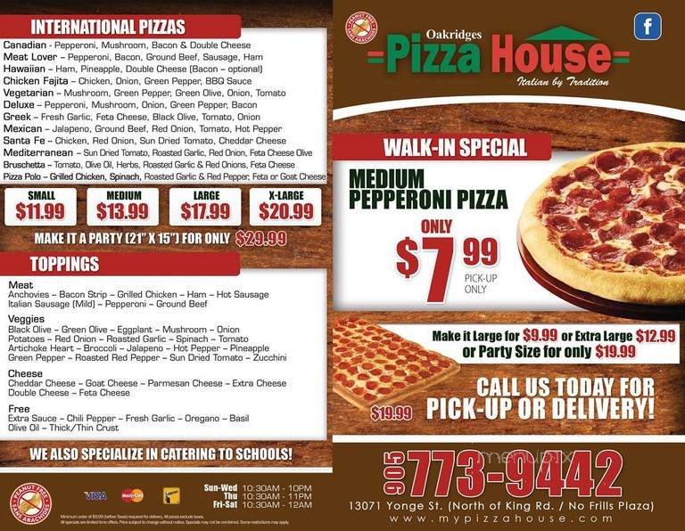 Oak Ridges Restaurant - Richmond Hill, ON menu_pic