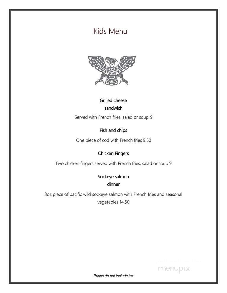 Tsa-Kwa-Luten Oceanfront Resort at Cape Mudge - Quadra Island, BC menu_pic