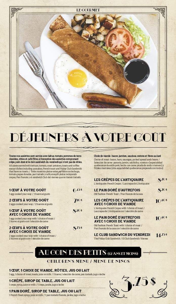 Buffet de L'Antiquaire - Quebec, QC menu_pic