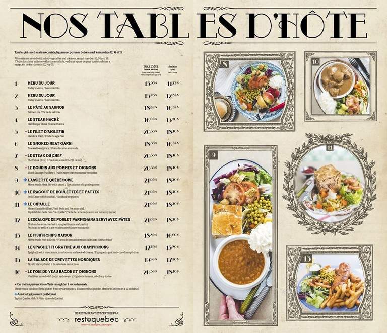 Buffet de L'Antiquaire - Quebec, QC menu_pic