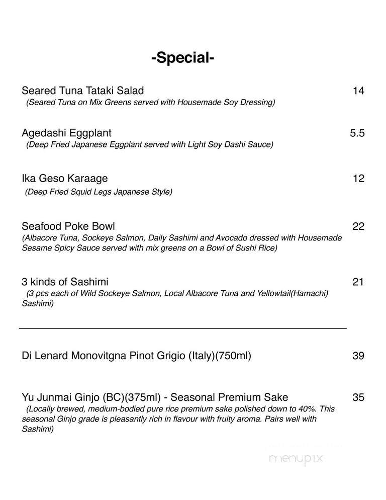 Sushi Bar nagomi - Gibsons, BC menu_pic