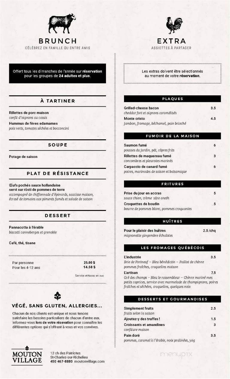Mouton Village La Grange - Saint-Charles-Sur-Richelieu, QC menu_pic