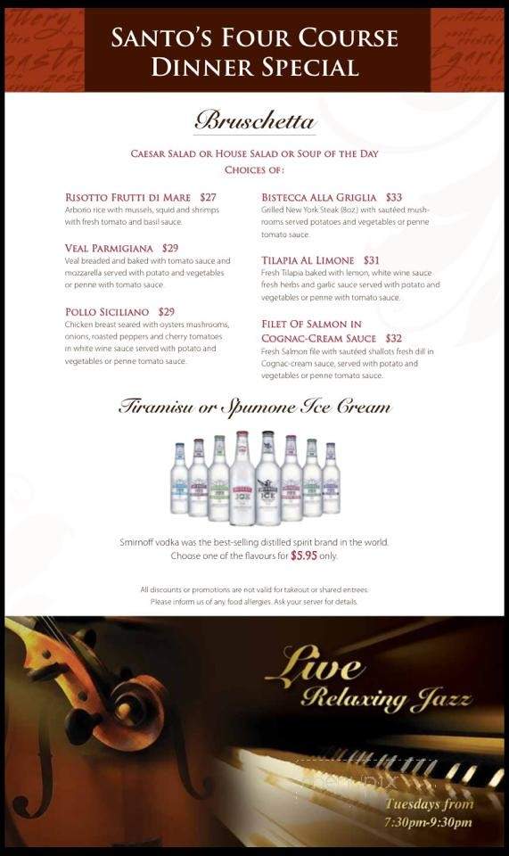 Santo's Italian Cuisine - Markham, ON menu_pic