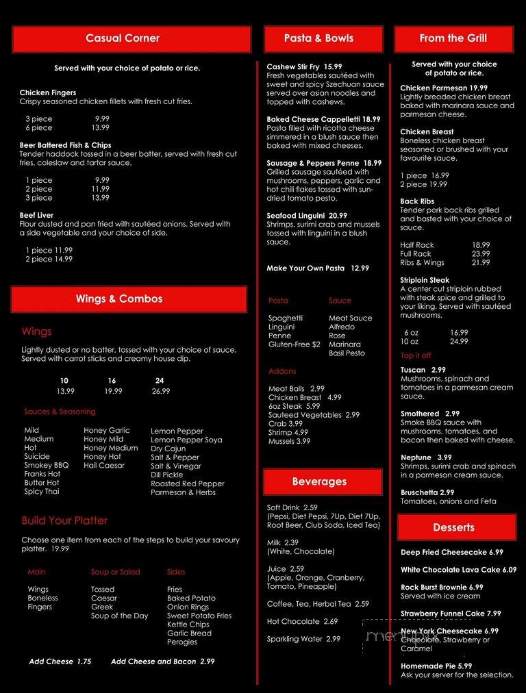 Signatures Restaurant - Chelmsford, ON menu_pic