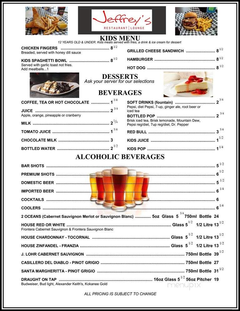 Jeffrey's Restaurant & Lounge - Winnipeg, MB menu_pic