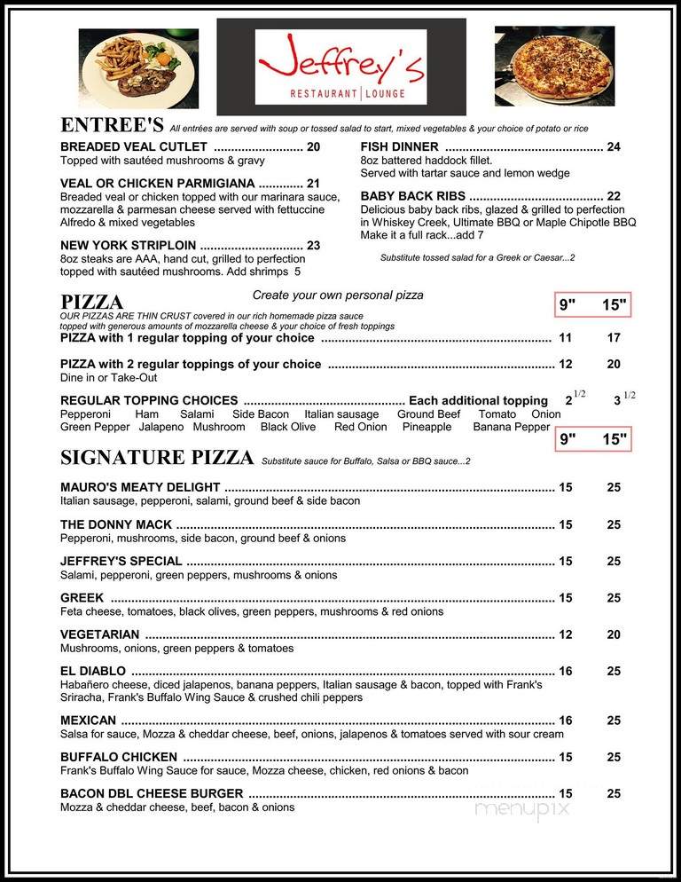 Jeffrey's Restaurant & Lounge - Winnipeg, MB menu_pic