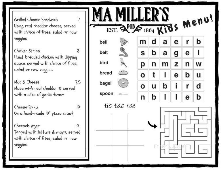 Ma Miller's Pub - Langford, BC menu_pic