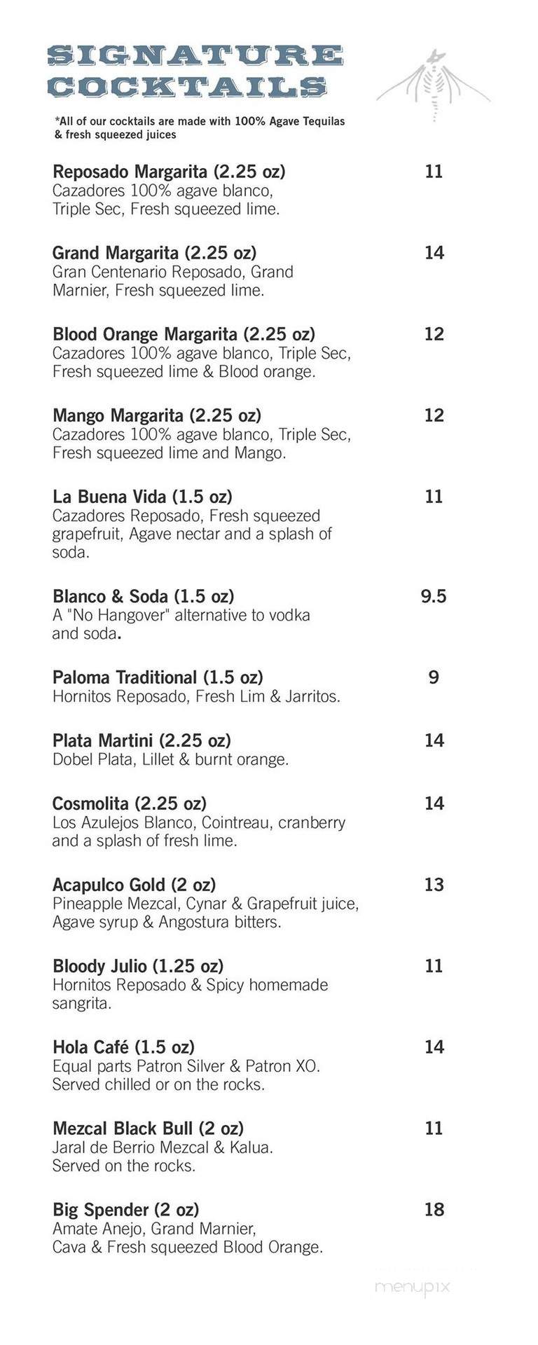 Reposado Bar & Lounge - Toronto, ON menu_pic
