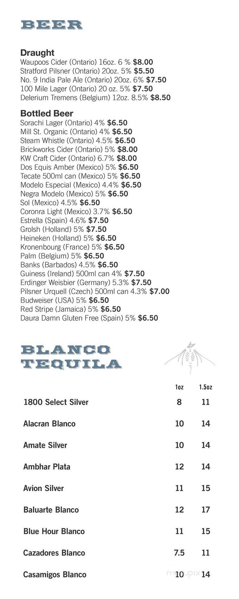 Reposado Bar & Lounge - Toronto, ON menu_pic