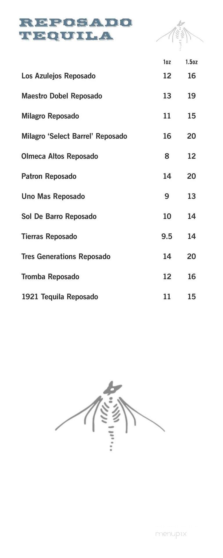 Reposado Bar & Lounge - Toronto, ON menu_pic