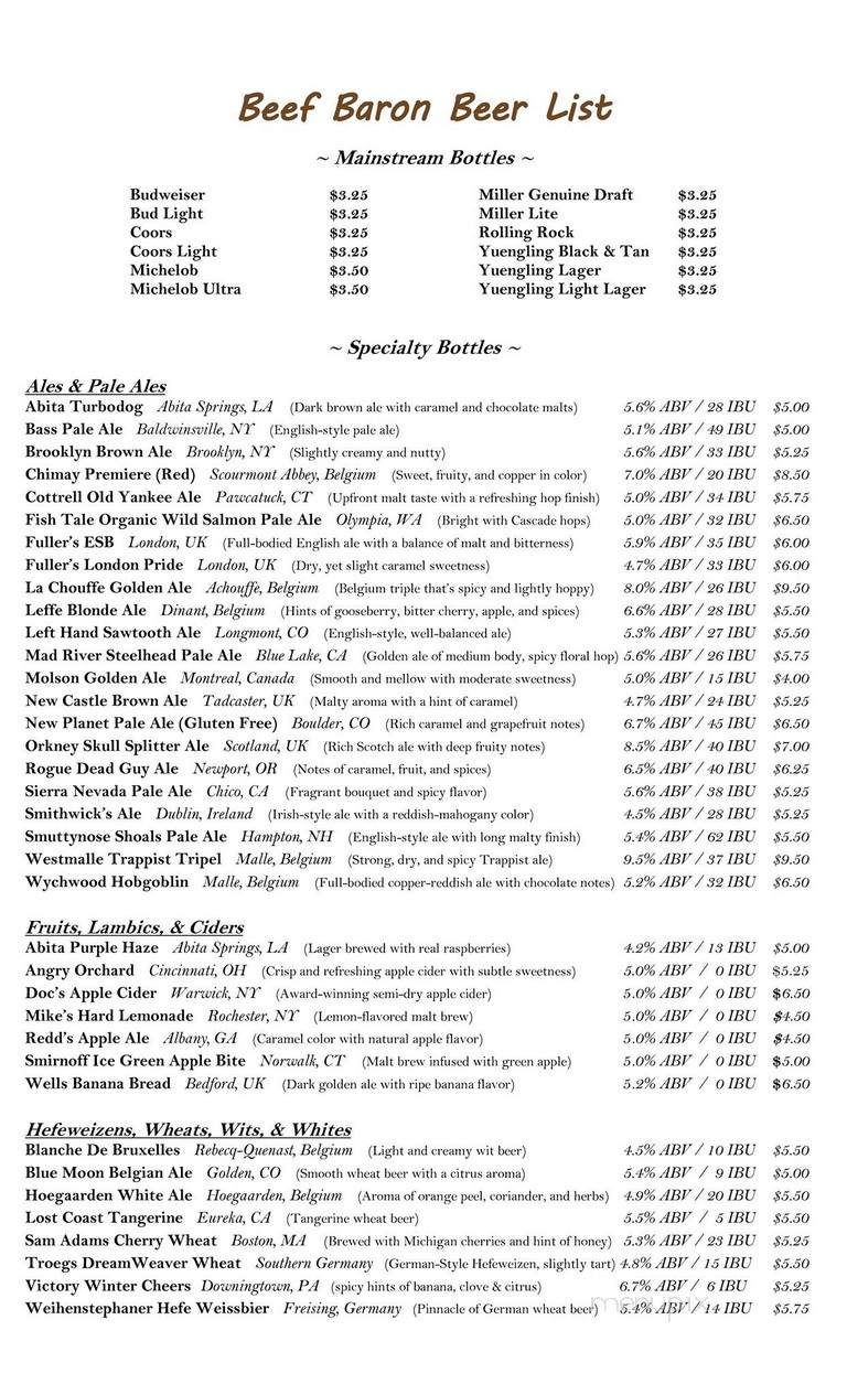 Beef Baron - London, ON menu_pic