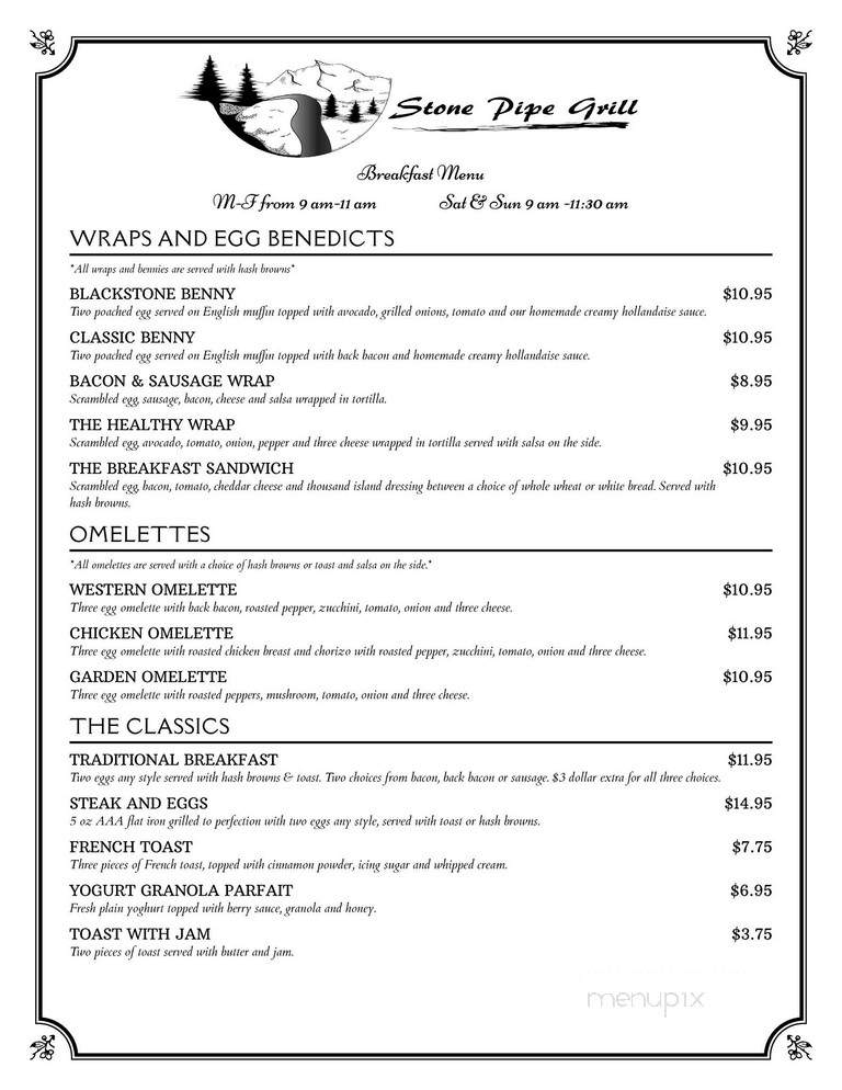 Stone Pipe Grill - Sooke, BC menu_pic
