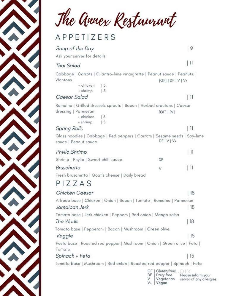 The Annex Room - Stratford, ON menu_pic