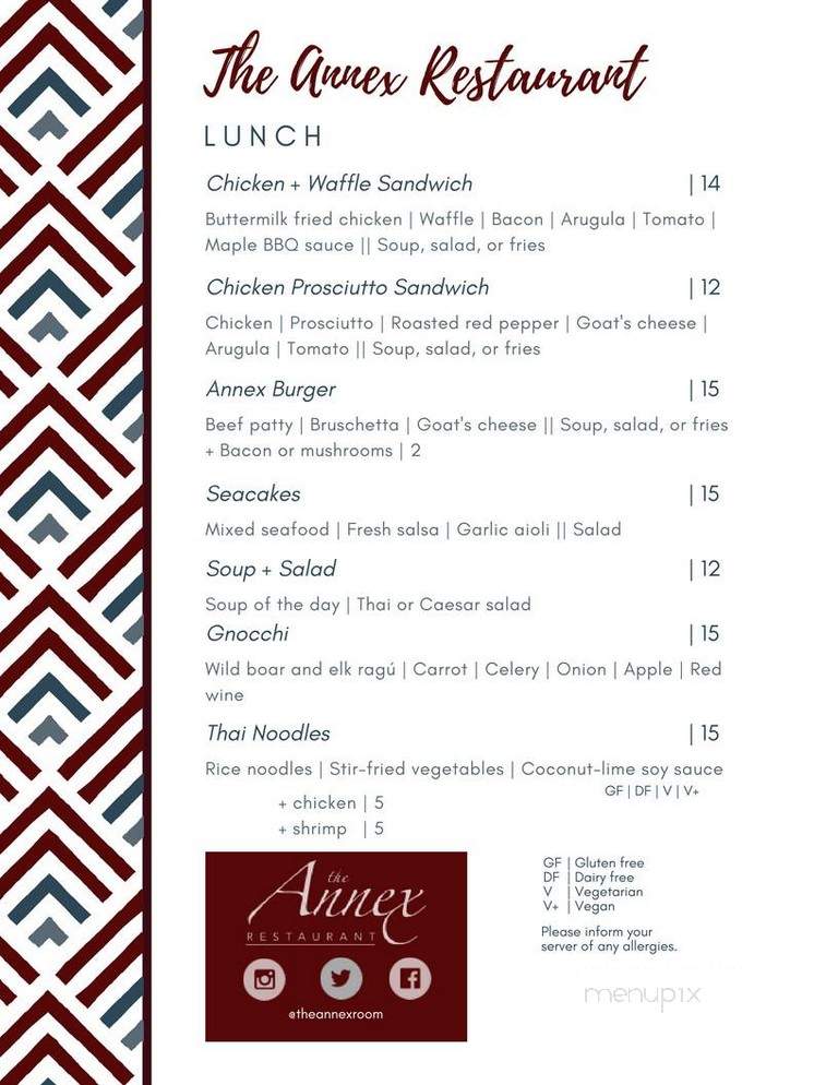 The Annex Room - Stratford, ON menu_pic