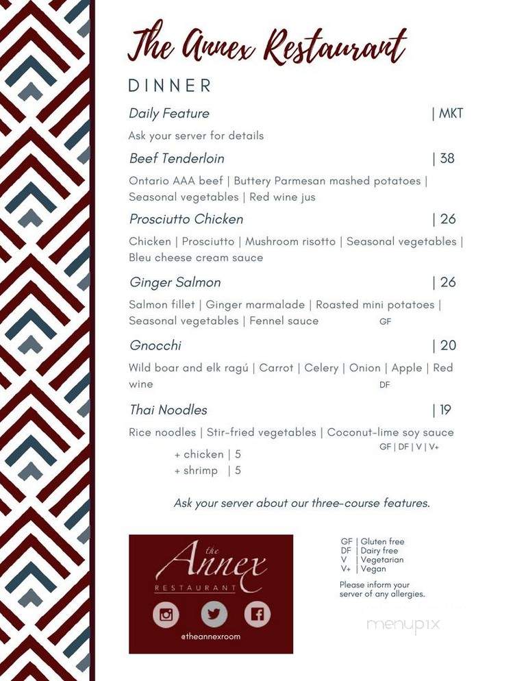 The Annex Room - Stratford, ON menu_pic