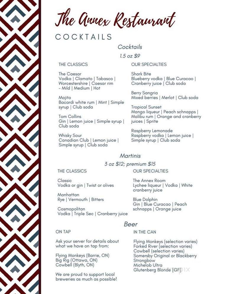 The Annex Room - Stratford, ON menu_pic