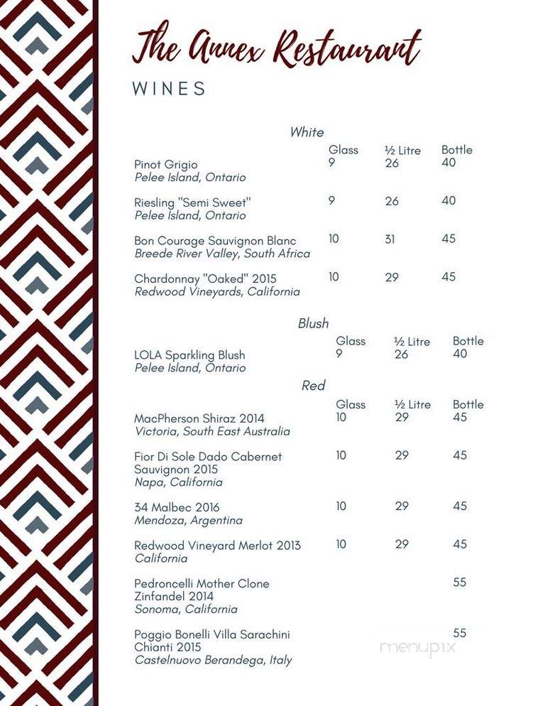 The Annex Room - Stratford, ON menu_pic