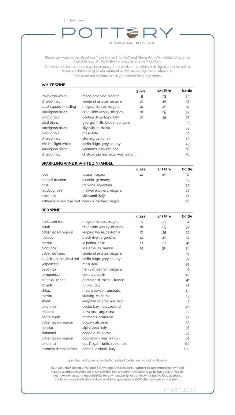 The Pottery - Collingwood, ON menu_pic