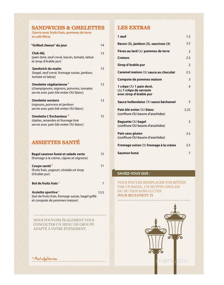Cafe Bistro L'Enchanteur - Montreal, QC menu_pic