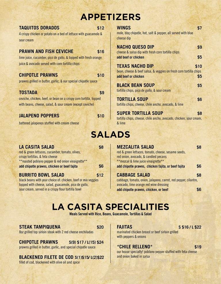 La Casita Mexican Restaurant - Vancouver, BC menu_pic