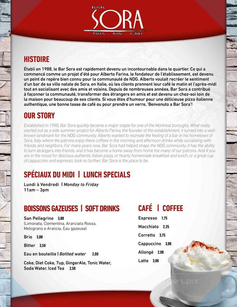 Bar Sora - Montreal, QC menu_pic