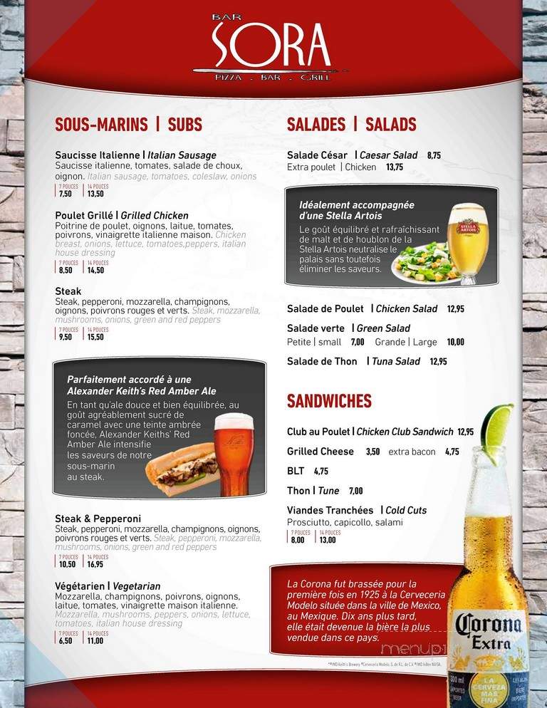 Bar Sora - Montreal, QC menu_pic
