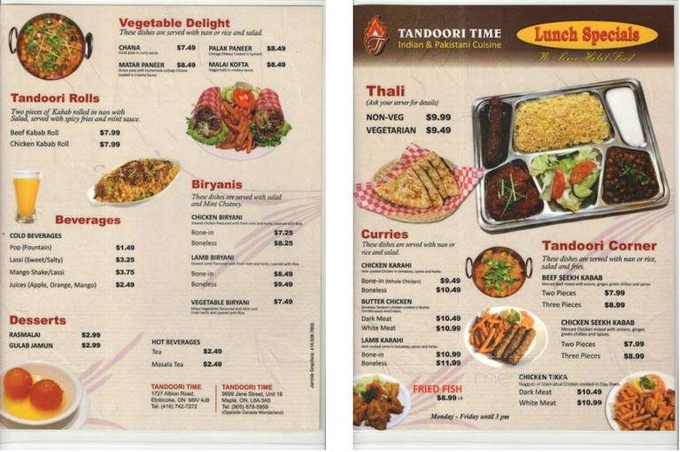 Tandoori Time - Maple, ON menu_pic