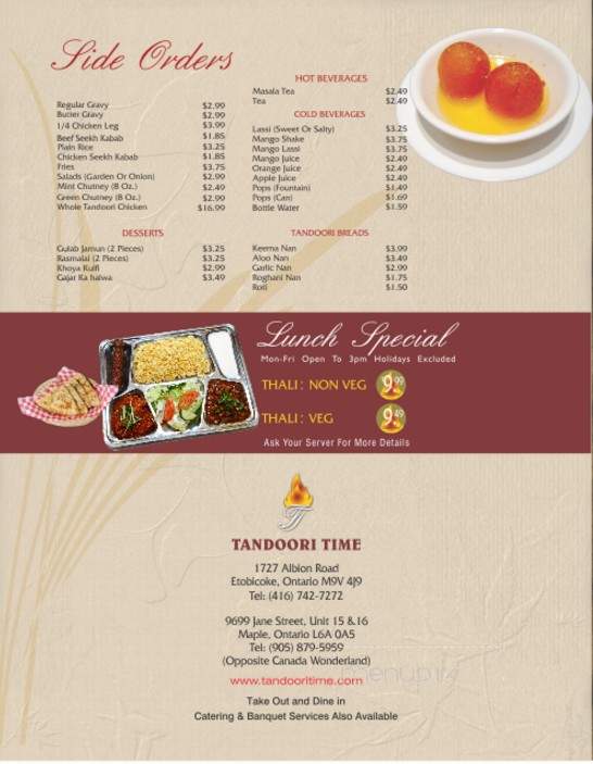 Tandoori Time - Maple, ON menu_pic