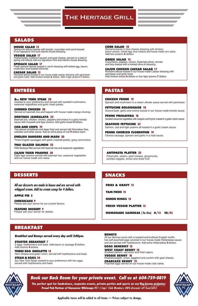 Heritage Grill - New Westminster, BC