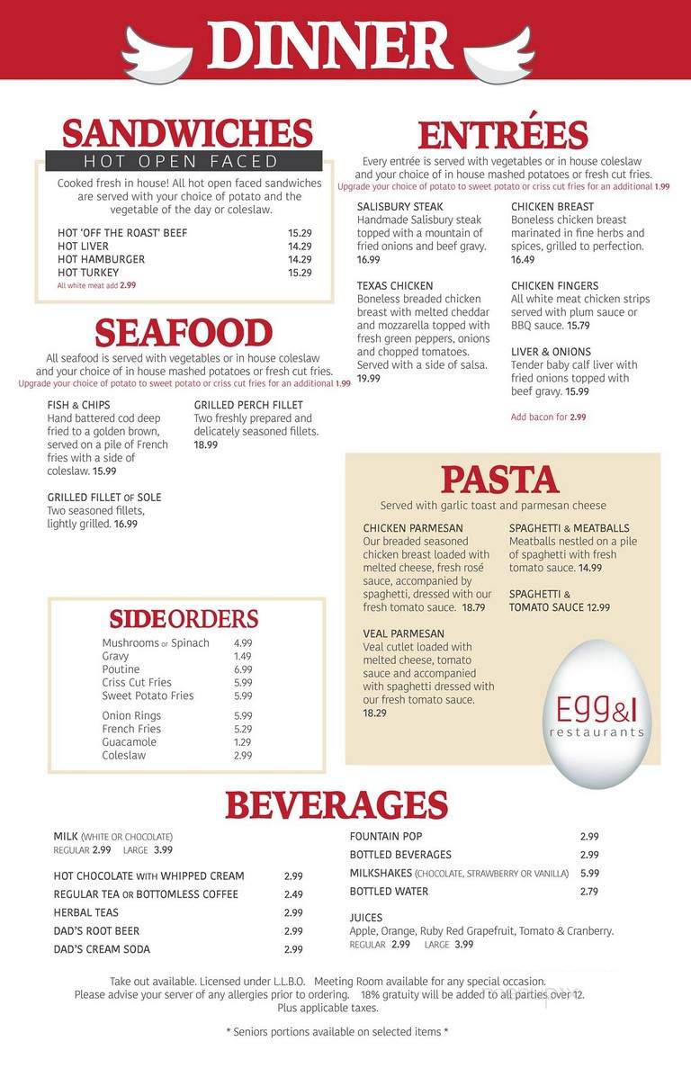 Egg & I Restaurant - Hamilton, ON menu_pic