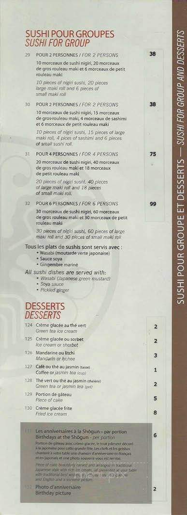 Restaurant Shogun - Quebec, QC menu_pic