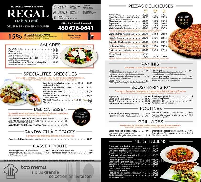 Restaurant Regal Delie & Grill - Brossard, QC menu_pic