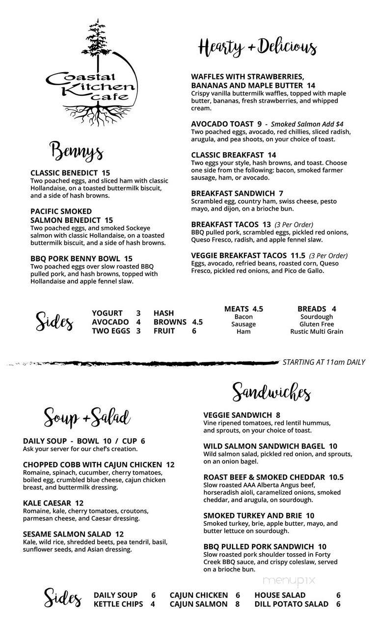 The Coastal Kitchen Cafe - Port Renfrew, BC menu_pic